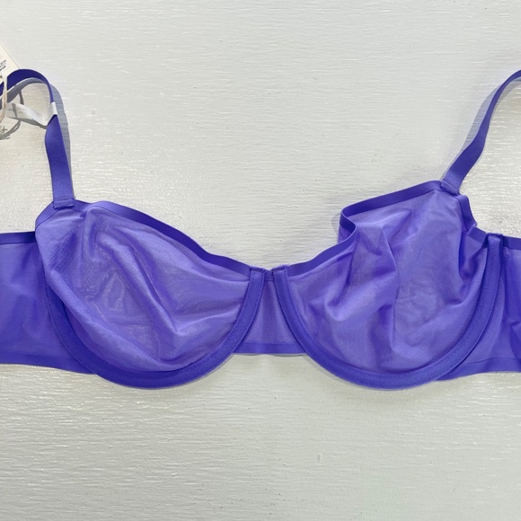 New Aerie SMOOTHEZ Mesh Unlined Underwire Balconette Bra Purple Size 34DDD - Picture 9 of 15